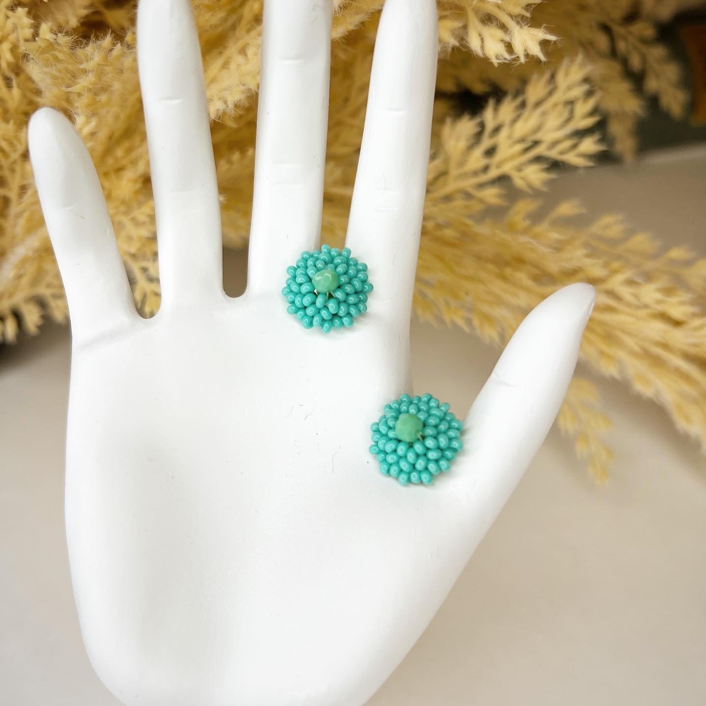 Seed Bead button | Boho Earrings