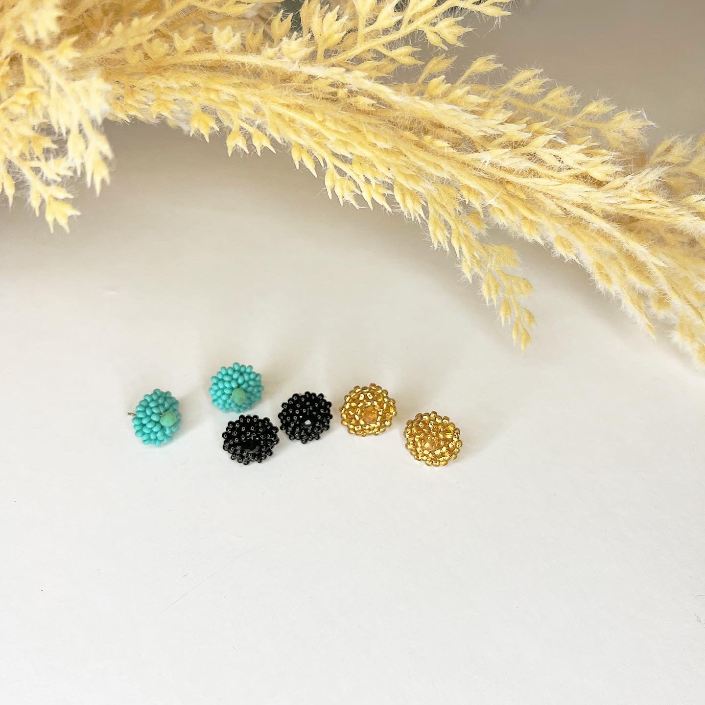 Seed Bead button | Boho Earrings