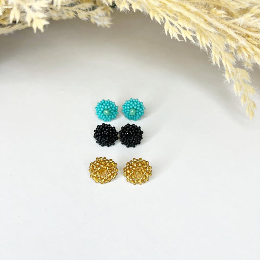 Seed Bead button | Boho Earrings